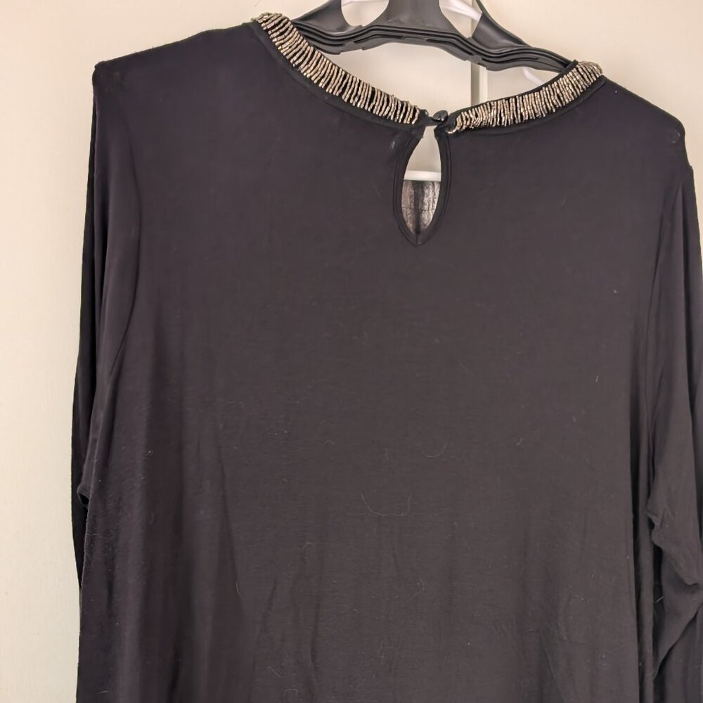 New Direction 1X beaded tunic, black and silver - Picture 3 of 4